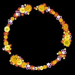 Image showing decorative environment and recycling symbol from color flowers