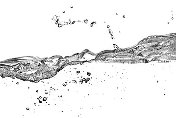 Image showing water splash with bubbles isolated on white