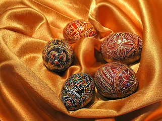 Image showing easter eggs on satin