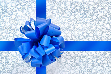 Image showing Blue bow from ribbon