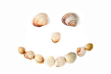 Image showing smile from various color shells isolated on white