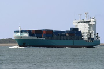 Image showing Cargo ship  to approach  port of rotterdam
