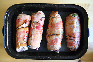 Image showing baked meat rolls from the pig 