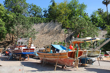 Image showing  Turkey. Antalya town. Colorful boats 