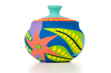 Image showing Colored clay pot