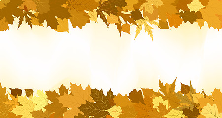 Image showing Golden autumn border made from leaves. EPS 8