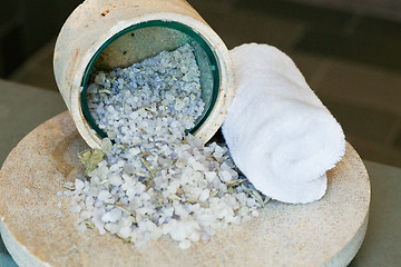 Image showing towel and bath salt
