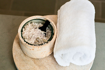 Image showing towel and bath salt