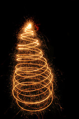 Image showing christmas tree from the sparklers