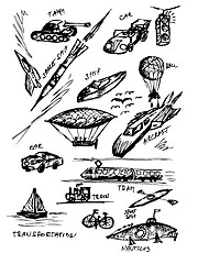 Image showing hand drawn transportation icons