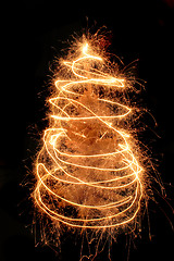 Image showing christmas tree from the sparklers