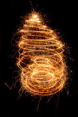 Image showing christmas tree from the sparklers