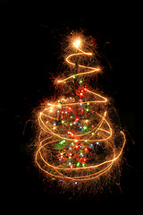 Image showing christmas tree from the sparklers