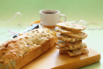 Image showing Pistachio Bread And Coffee