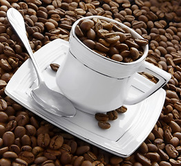 Image showing Coffee beans in cup