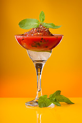 Image showing Tomato juice with ice and mint