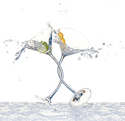 Image showing Dancing glasses with martini