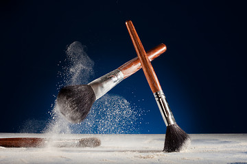 Image showing Creative shoot of makeup brushes