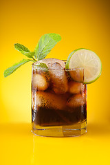 Image showing Cola with ice and mint