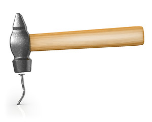 Image showing Hammer bended the nail isolated