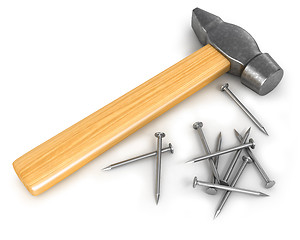 Image showing Hammer with few nails