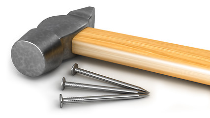 Image showing Hammer with few nails