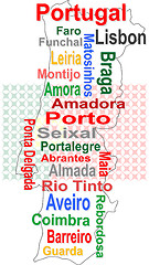 Image showing portugal map and words cloud with larger cities