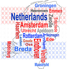 Image showing holland map and words cloud with larger cities