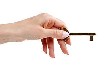 Image showing woman's hand with a key