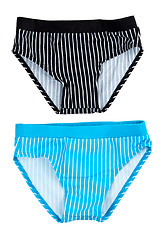 Image showing Two striped pants, blue and black