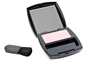 Image showing cosmetic set rouge with mirror and brush