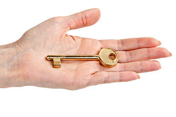 Image showing woman's hand with a key,