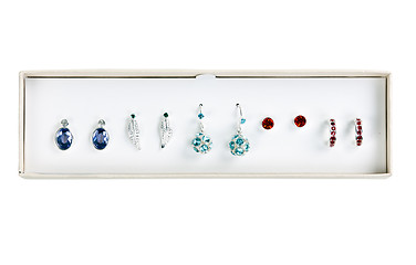 Image showing five pairs of earrings with stones