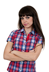 Image showing portrait of a girl in a red checked shirt 