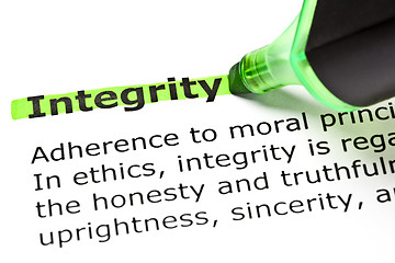 Image showing 'Integrity' highlighted in green