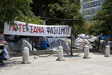Image showing Tent city in Syntagma Square, Athens.