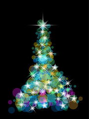 Image showing christmas tree from the color lights 