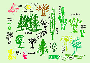 Image showing hand drawn natural icons 