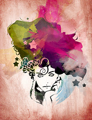 Image showing Watercolor Girl Illustration