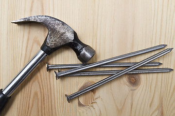 Image showing Hammer and nails