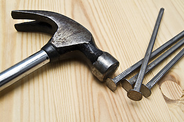 Image showing Hammer and nails