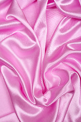 Image showing Smooth elegant pink silk as background 