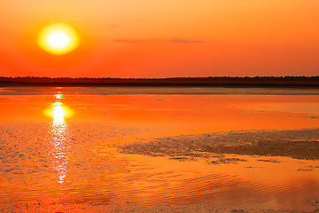 Image showing Sunset over the marsh