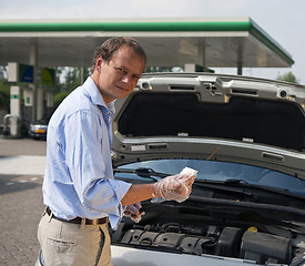 Image showing Checking oil levels