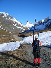 Image showing Mountain skiing