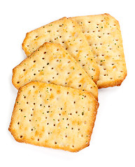 Image showing four saltine crackers