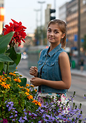 Image showing portrait of a girl in a denim