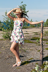 Image showing girl in a straw hat