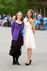 Image showing Two girls in a square