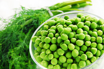 Image showing Young green peas